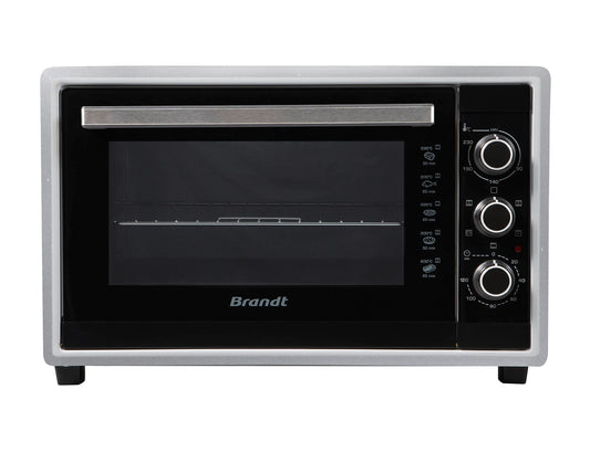 Brandt FC4200MS Mini-krāsns, 42 l, daudzfunkcionāla, 240 °C, 5 gatavošanas pozīcijas, divkārša stikla durvis, piederumi: cepamais paplāte, grils, ēdienu satveršanas knaibles, rotējošs grils, 1800 W, sudraba krāsā