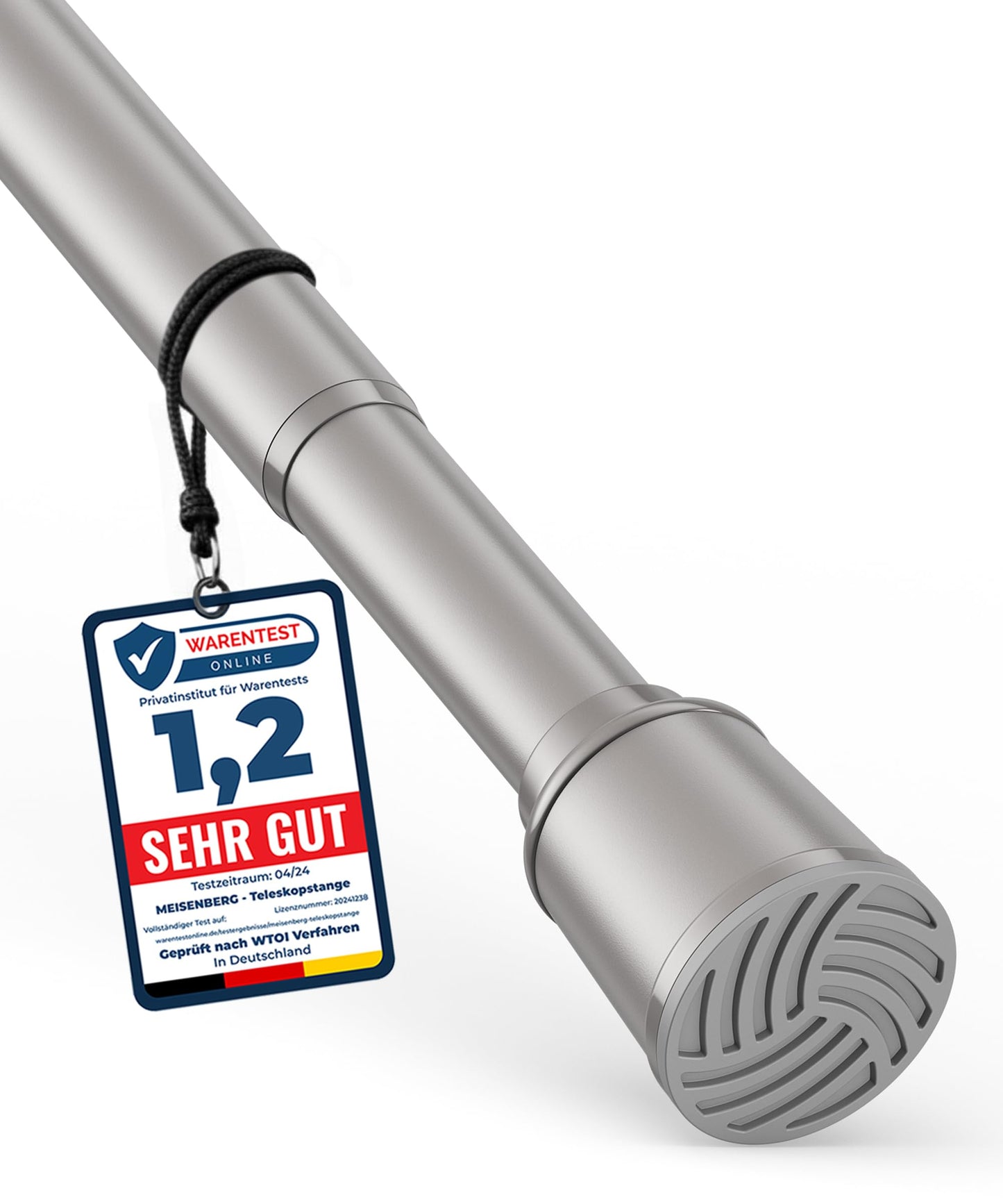 Aizkaru spriegošanas stienis bez urbšanas MEISENBERG, 370-420cm, pelēks, Ø32mm