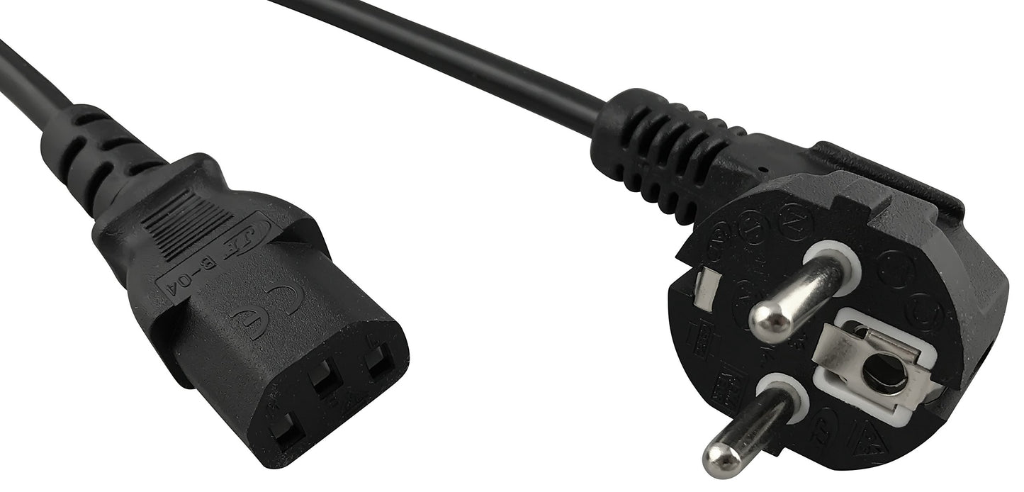 Naths Hardware® | Kaltgerätekabel 1,8m | Kaltgerätestecker uz Schutzkontakt leņķa spraudni | PC barošanas kabelis 3 polu | barošanas kabelis C13 datoram monitoram ekrānam projektoram | strāvas kabelis PC Kaltgeräte