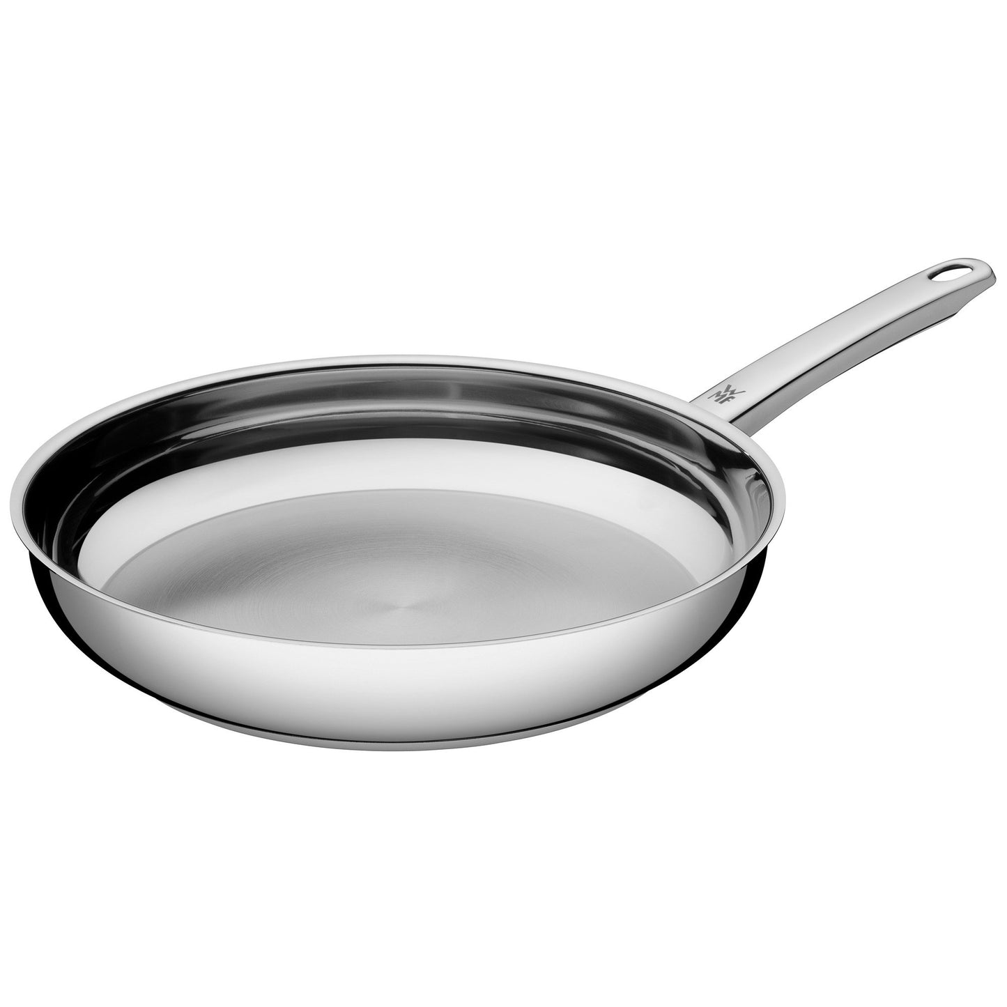 Panna WMF Profi 28 cm, nerūsējošā tērauda panna bez pārklājuma, Cromargan, indukcijas panna, piemērota visiem plīts veidiem, droša cepeškrāsnī, mazgājama trauku mazgājamā mašīnā