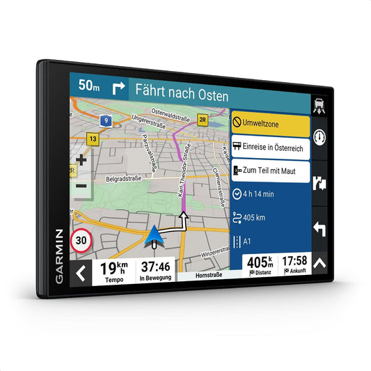 GPS navigācija auto Garmin DriveSmart 76 MT-S ar lielu 7 collu (17,8 cm) HD displeju, 3D Eiropas kartēm ar vides zonām, satiksmes informāciju reāllaikā caur Garmin Drive App, balss un vadītāja palīgsistēmu