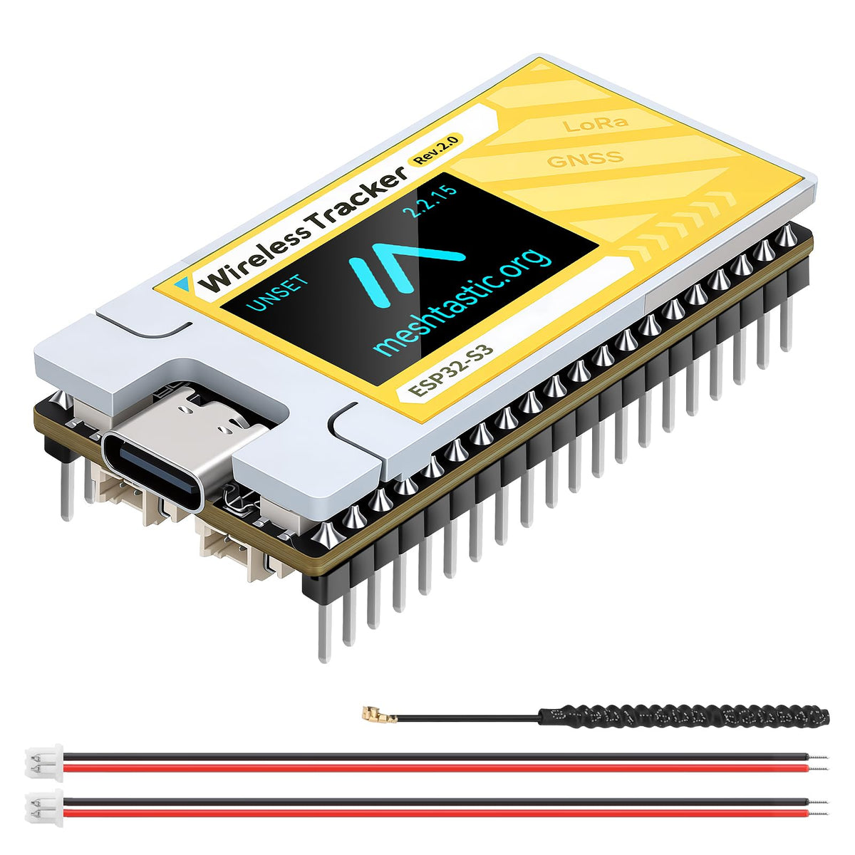 Wireless Tracker V2 GPS ierīcei Meshtastic – LoRa, ESP32-S3FN8, SX1262, daudzsistēmu pozicionēšana, saules un akumulatora barošana