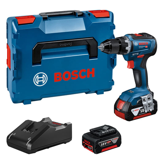 Bosch Professional 18V akumulatora urbjmašīna GSR 18V-55 - 55 Nm griezes moments, 1.800 min⁻¹, 2x 4.0Ah akumulators, ātrā lādētājs.