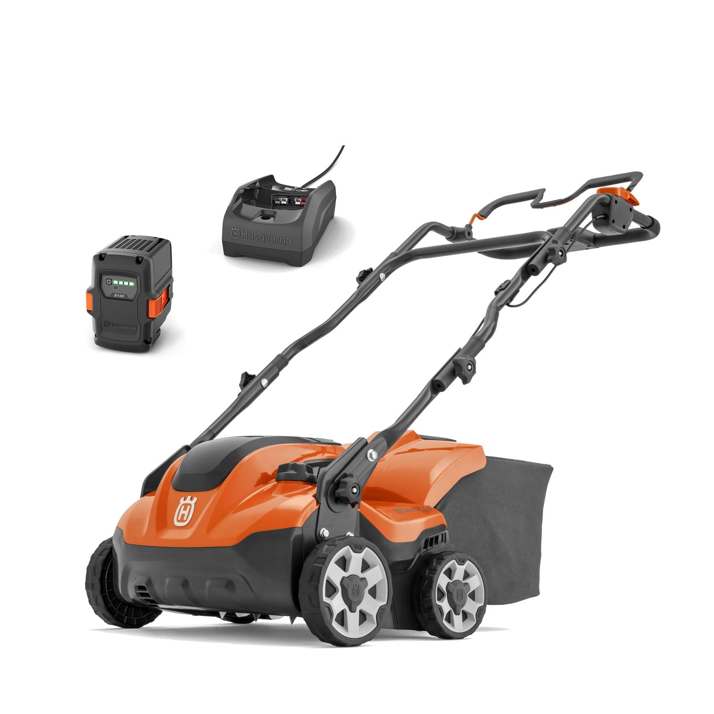 Akumulatora zāles skarifikators Husqvarna S138i, 36 V, 2-in-1, ar savācējgrozu