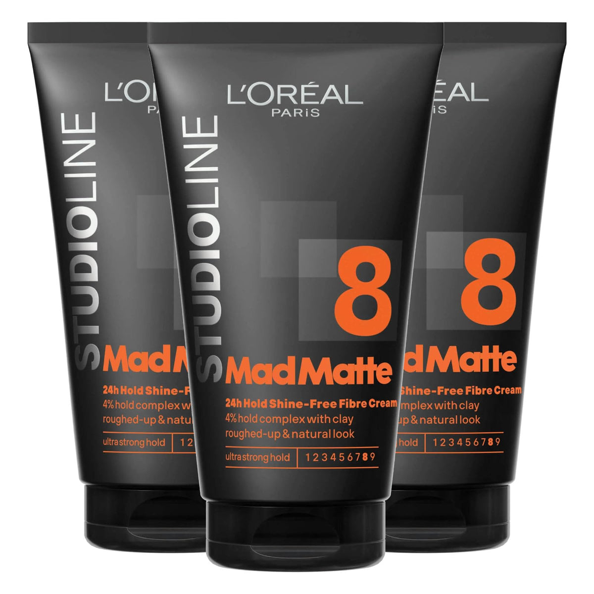 Matu pasta ar matētu efektu L'Oréal Paris Studio Line MadMatte, īpaši stipra fiksācija 8, 3x 150ml