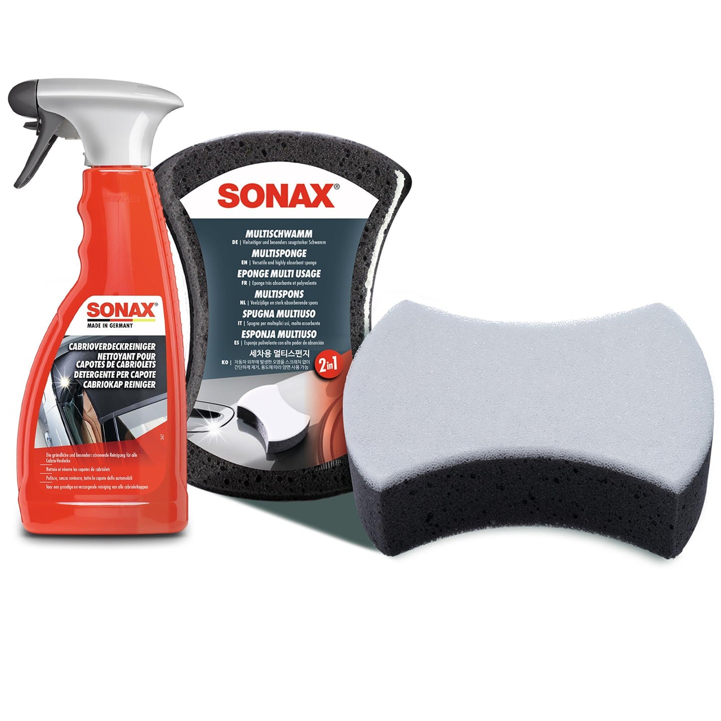 SONAX 1x 500ml CabrioverdeckReiniger jumta tīrīšanas līdzeklis, MultiSchwamm