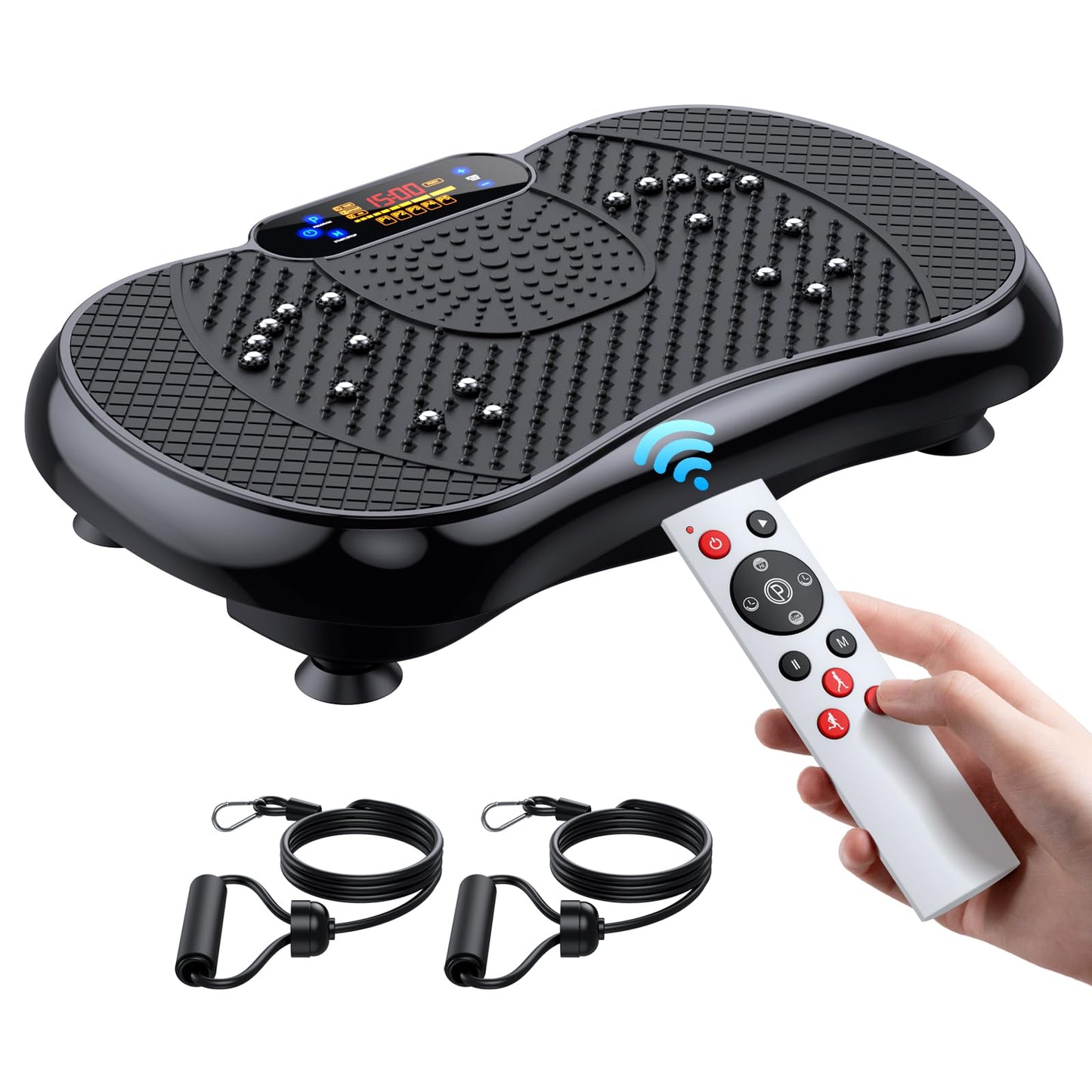 Vibrācijas platforma PBYRD, 999 līmeņi + 5 automātiskie režīmi, visa ķermeņa treniņam, masāžas ierīce un fitnesa trenažieris līdz 150kg ar pretestības gumijām, muskuļu masas veidošanai un svara samazināšanai mājās