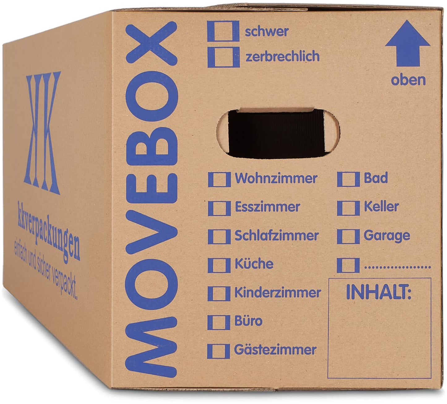 Pārvākšanās kastes KK Verpackungen, 25 gab., divkāršs gofrējums, 634 x 290 x 326 mm, MOVEBOX, brūns kartons