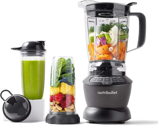 nutribullet pilna izmēra blenderis, elektriskais mikseris, daudzfunkcionāls rokas mikseris, profesionālais mikseris, 1000 vatu jauda, 1,6l krūze, pelēks, NBF450DG