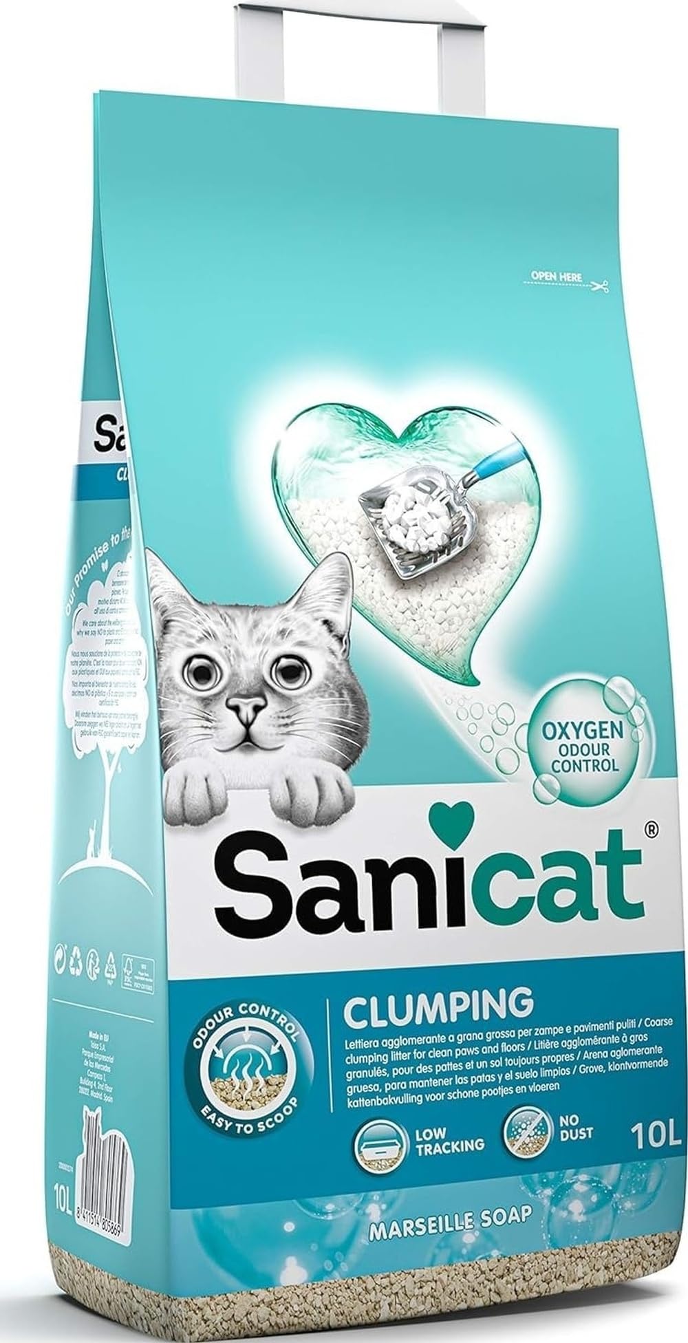 Kaķu pakaiši Sanicat Marseille ziepju aromāts, dabīgais bentonīts, 10