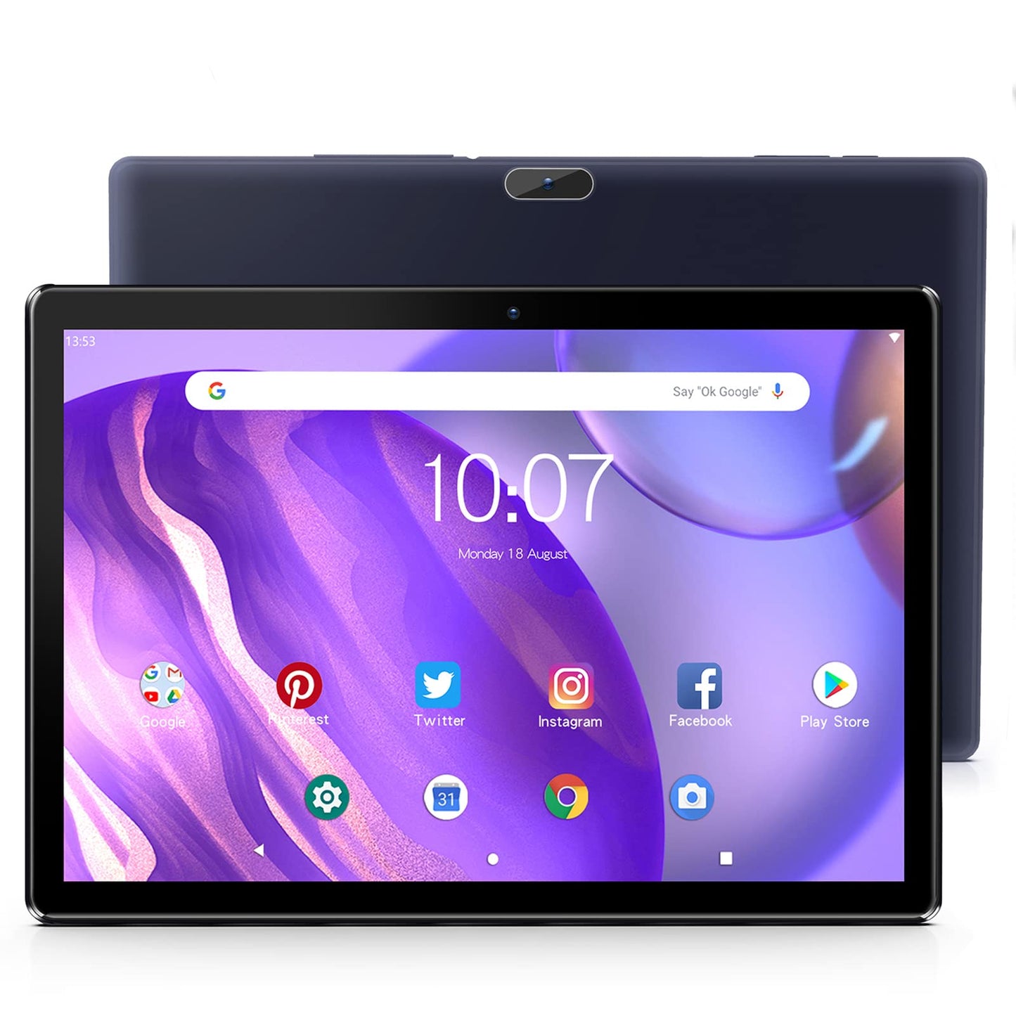 PRITOM Android WiFi Planšetdators Android 13, 64GB ROM, paplašināms līdz 512GB, Quad Core procesors, HD IPS displejs, 5000mAh akumulators, divkameru, Bluetooth, planšetdators (melns)