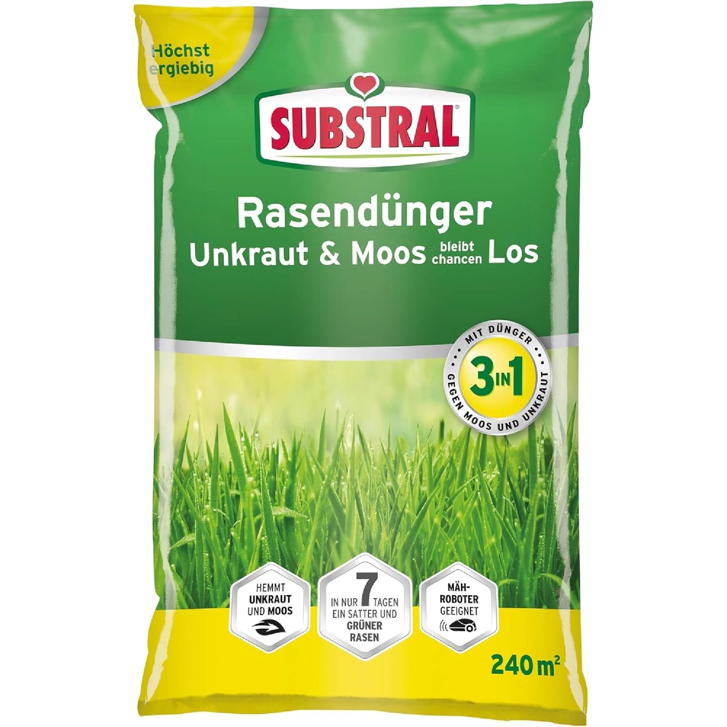 SUBSTRAL zāliena mēslojums nezāles un sūnas zaudē izredzes 7,2kg 240m²