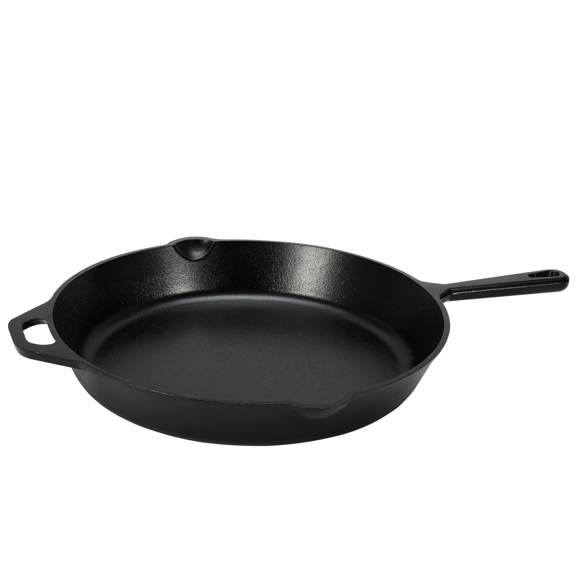 Amazon Basics čuguna panna ar rokturi - ieeļļota, 38,1 cm, melna, ideāla cepšanai un sautēšanai.