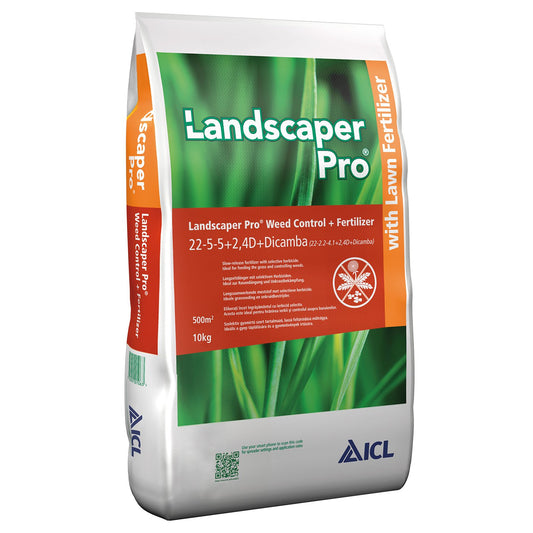 Zāliena mēslojums ar nezāļu iznīcinātāju ICL Landscaper Pro Weed Control 22+05+05 (+2,4D +Dicamba) ilgstošai iedarbībai 10kg
