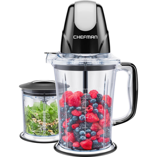 CHEFMAN 2-in-1 smūtiju gatavotājs - 400W motors, 2-pakāpju asmens, ledus smalcinātājs, ideāli smūtijiem un biezeņiem.