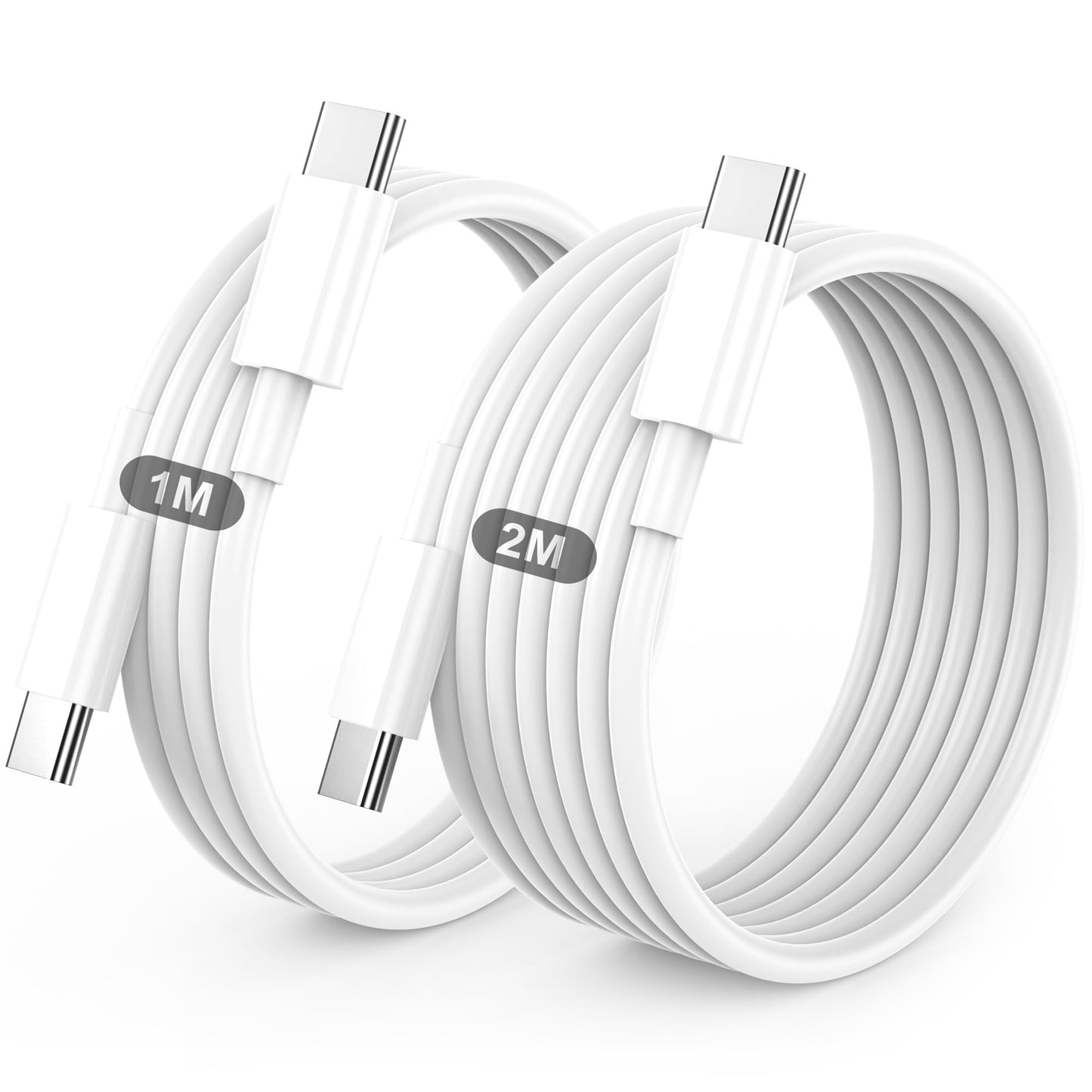 USB-C–USB-C kabelis, 2 gab., 1M+2M, iPhone uzlādes kabelis iPhone 17/Air/Pro/Pro Max, iPhone 16/15, iPad Pro/Air un MacBook Pro/Air, ātrās uzlādes kabelis