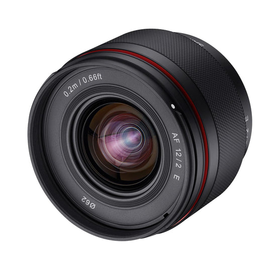 Samyang AF 12mm F2.0 E objektīvs Sony E – autofokusa APS-C plaša leņķa fiksētā fokusa objektīvs Sony E mount APSC, Sony Alpha 6600 6500 6400 6300 6100 6000 5100 5000 NEX kamerām melns