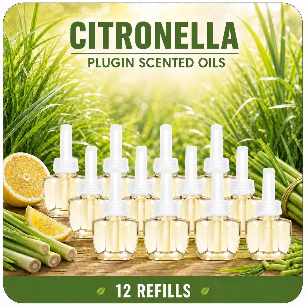 Gaisa atsvaidzinātāja uzpildes flakoni Scent-Hi Citronella 12 x 19 ml, citronellas un citronzāles aromāts