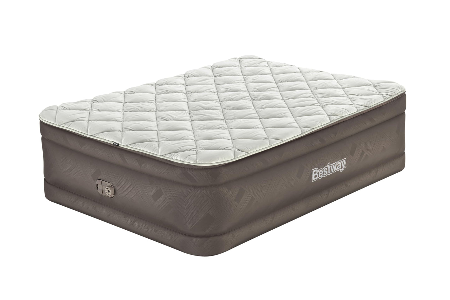 Bestway Fortech divvietīgais piepūšamais gultas matracis ar rāvējslēdzēja pārvalku un iebūvētu elektrisko pumpi 203 x 152 x 51 cm