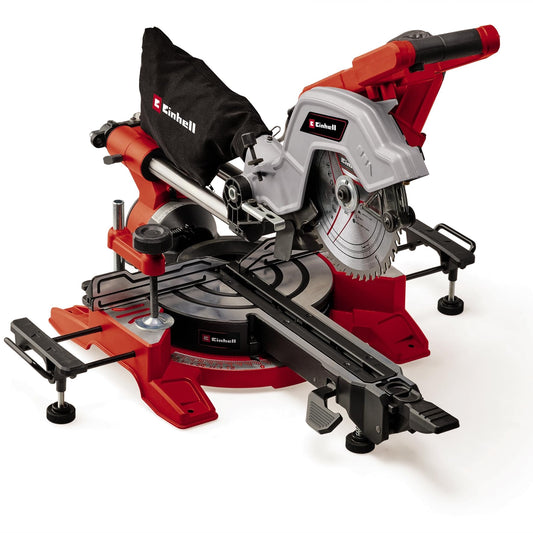 Einhell vilkšanas-šķērsgriezuma leņķzāģis TE-SM 8 L Dual - 1800 W, griešanas dziļums 65 mm, platums 305 mm, lāzers, abpusēji noliecams.