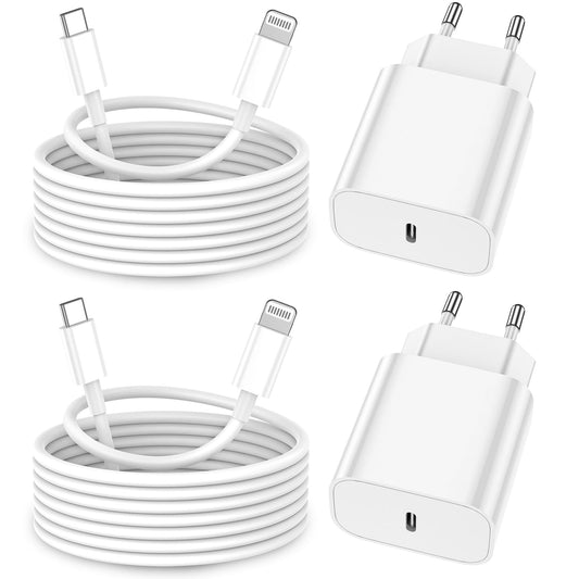 iPhone uzlādes kabelis, [MFi sertificēts] 2 gab. komplekts, Apple kabelis 2M, USBC ātrais lādētājs ar USB C–Lightning kabeli iPhone 14, 13, 12, 11 Pro Max, XS, XR, X, 8, 7, 6 Plus, 5 un iPad