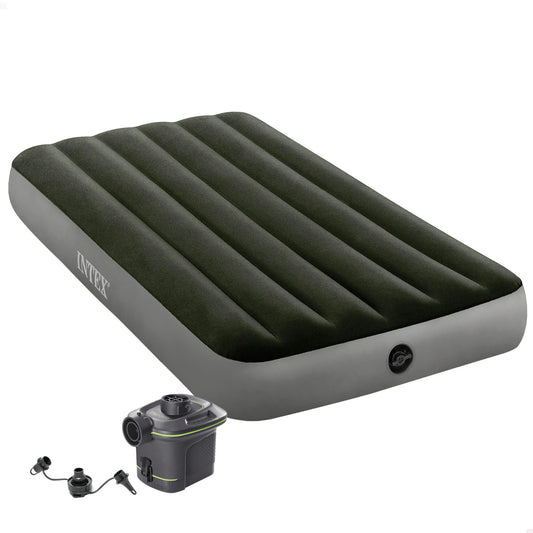 INTEX Dura-Beam pašpiepūšams gaisa matracis 99x191x25cm, piepūšams kempinga matracis 1 personai ar elektrisko gaisa sūkni, max 136 KG – viesu gulta (64777)