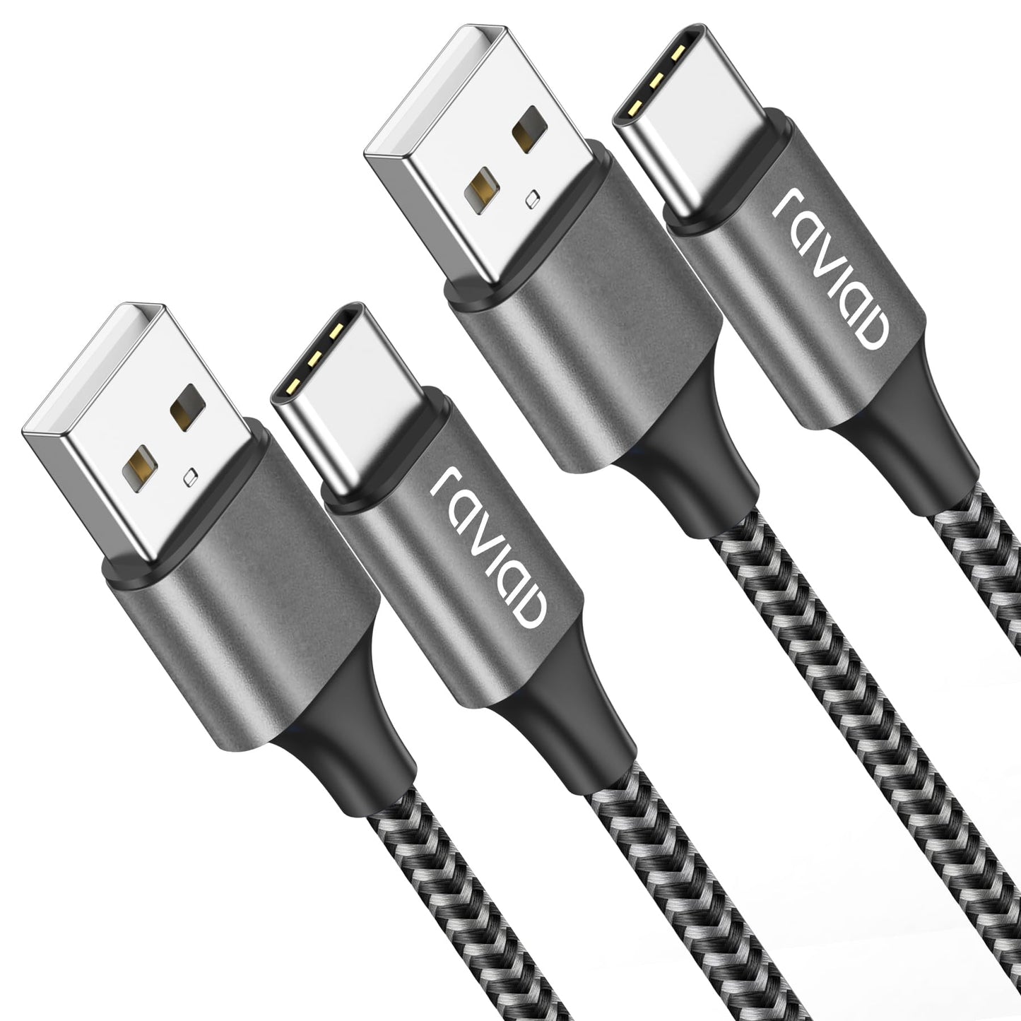 USB C kabelis RAVIAD 2M 2 gab. 3.1A ātrās uzlādes kabelis, USB C ātrās uzlādes kabelis