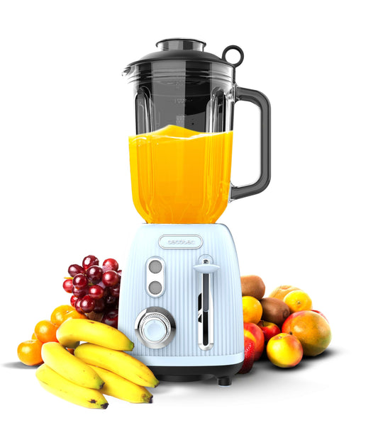 Cecotec Retro Power Black Titanium Mixer - 1200W, 1.5L glass bowl, adjustable speed, 4 black titanium blades, 100% copper motor.