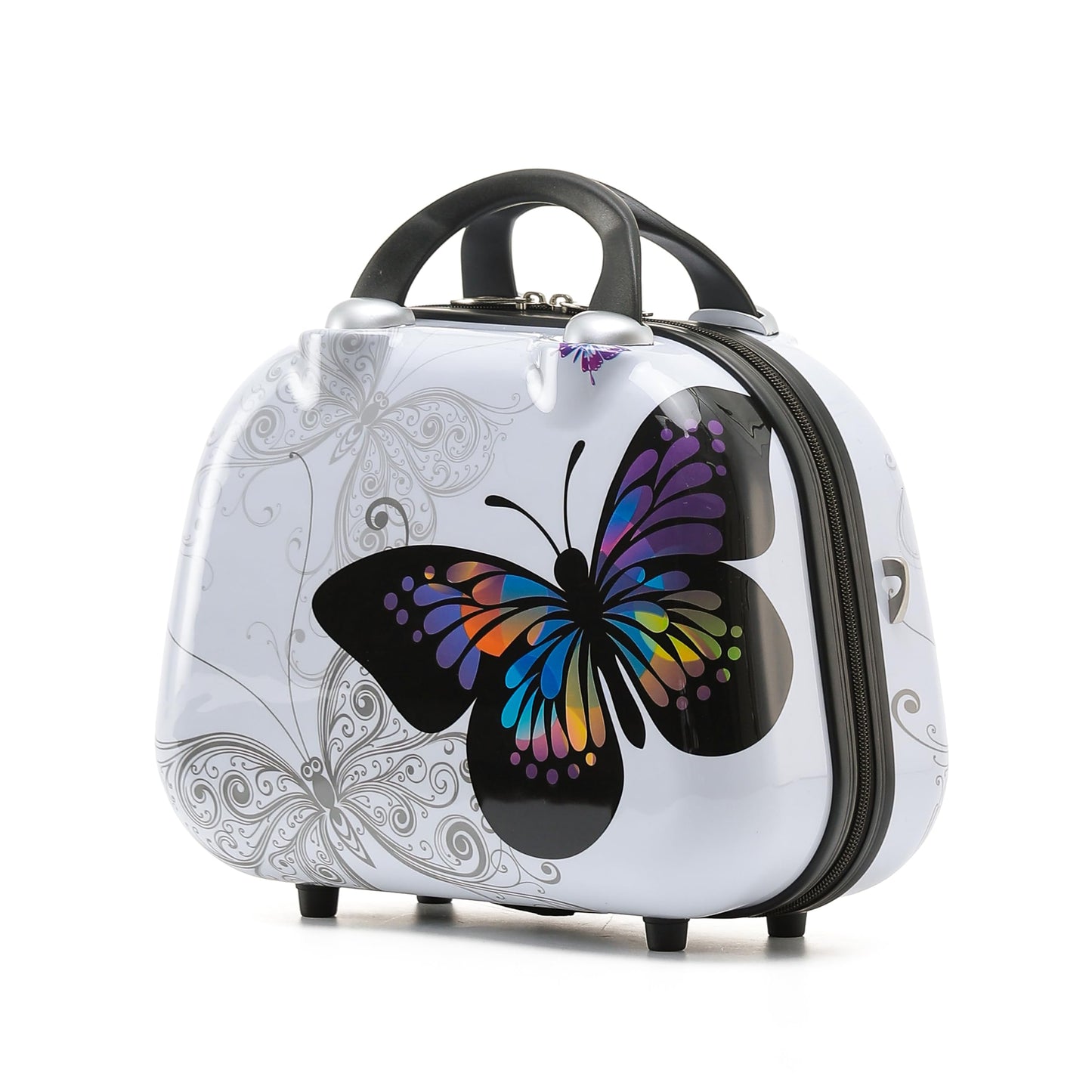 Ceļojuma koferu komplekts BEIBYE Butterfly 2060 TSA slēdzene 4 daļīgs, cietā korpusa bagāžas komplekts ar rokas bagāžu un beautycase