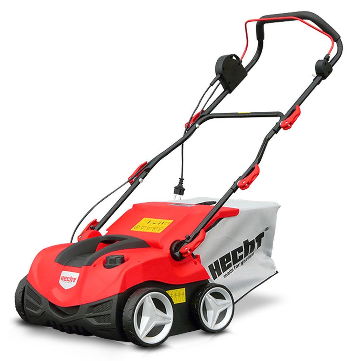 HECHT 1999 elektriskais zāliena skarifikators un aerators, 2000 W, 2 veltņi, 3 pakāpju regulēšana, 45 L savācējgrozs