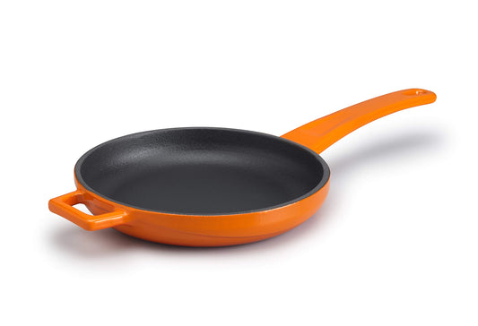 Pentole Agnelli SLOWCOOK cast iron skillet with handle 16 cm orange - durable, heat-retaining, perfect for slow cooking.