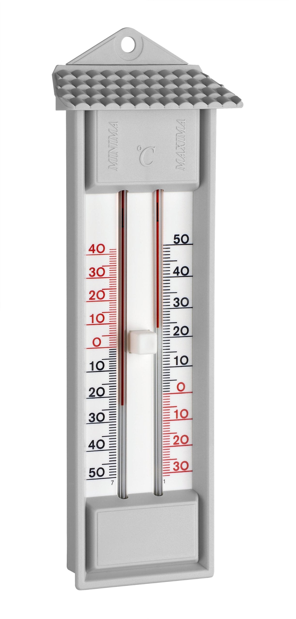 Maksimālās un minimālās temperatūras termometrs TFA Dostmann 10.3014.14, analogais, izturīgs pret laikapstākļiem, iekštelpām un ārā, pelēks, 23,2 cm