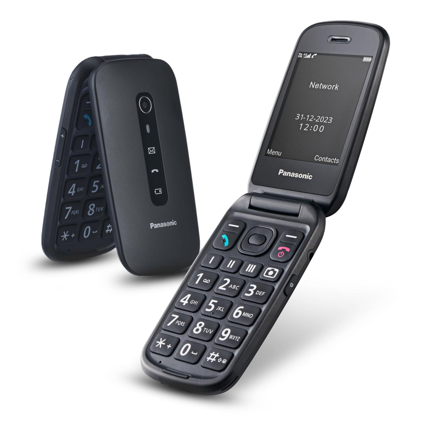Mobilais telefons senioriem Panasonic KX-TU550EXB 4G Essentials atlokāms telefons, 1.2 MP kamera, liels 2.8-inch displejs, 300 stundas gaidstāves laiks, melns