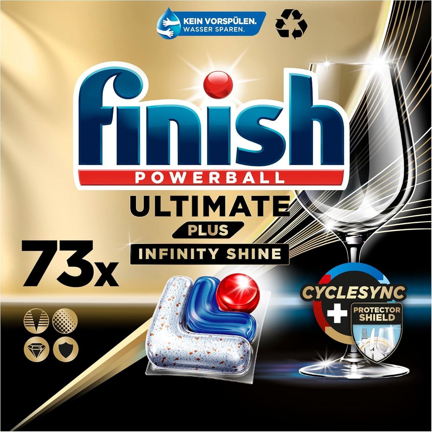 Trauku mazgājamās tabletes Finish Ultimate Plus Infinity Shine, 73 kapsulas