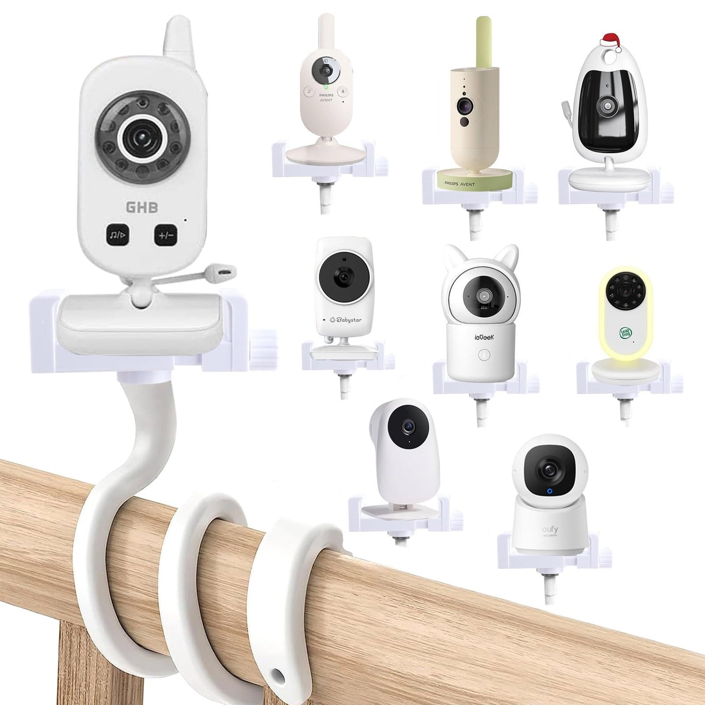 Baby monitors turētājs GHB, universāls bērnu kameras turētājs Philips Avent babyphone, stiprinājums babyfon statīvs momcozy/ieGeek/BOIFUN babyphone, tālruņa turētājs baby monitor aksesuārs