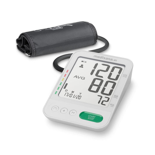 medisana BU 586 - Precīzs asinsspiediena un pulsa mērītājs ar balss paziņojumu un atmiņas funkciju, liela manšete 23-43 cm