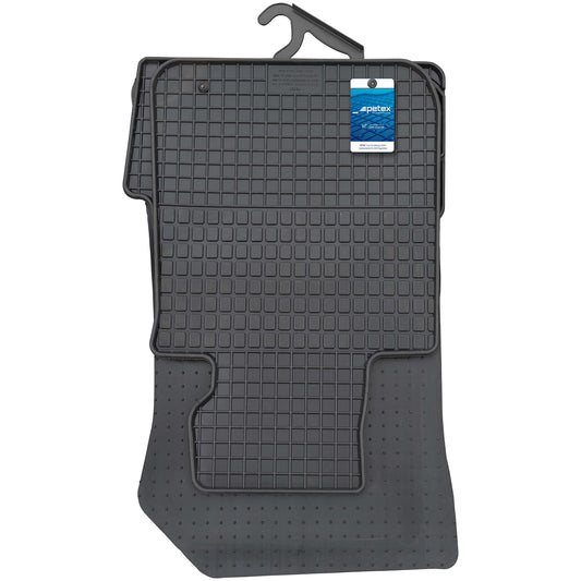 PETEX gumijas paklāji piemēroti 1. sērijai (E81/E82/E87/E88) no 2004 / (F20) no 2011-2019 5 durvju / (F21) no 2012-2019 3 durvju / X1 (E84) no 2009-2015 / 2. sērijai (F22) kupeja no 2014 paklāji melnā krāsā 4-daļīgs