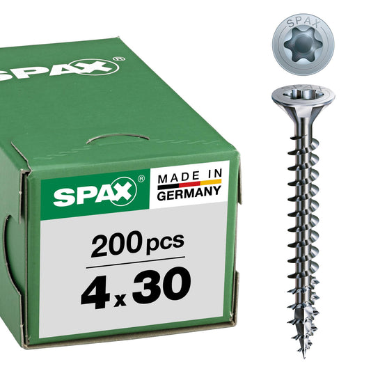 Universālā skrūve SPAX 4,0 x 30 mm, 200 gab., T-STAR plus, iegremdējamā galviņa, pilnā vītne, 4CUT, WIROX A3J, 1191010400303