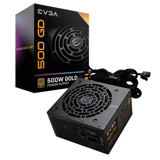 EVGA 500 GD - 80+ GOLD certified, 500W power supply unit with 5-year warranty, efficient and reliable performance.