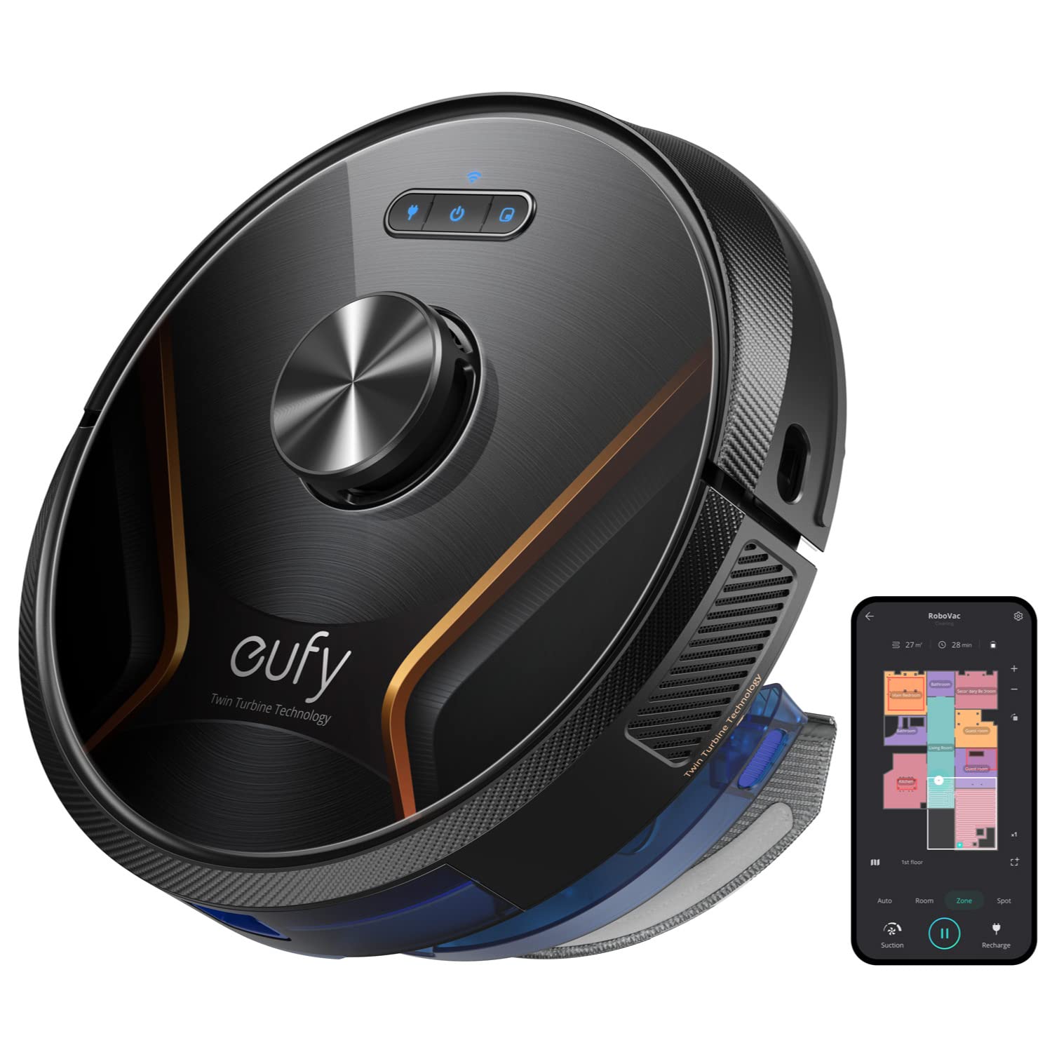 eufy RoboVac X8 Hybrid - 2X 2000Pa sūkšanas jauda, iPath lāzernavigācija, 2-in-1 putekļsūcējs un tīrīšanas mops