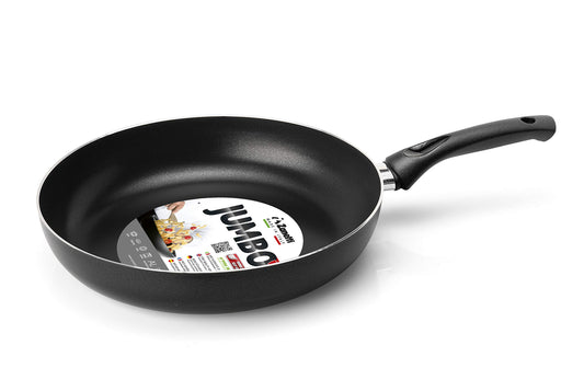 Zanetti Jumbo panna - 24 cm, slīpēta pamatne, augsta forma, melna, ražota Itālijā