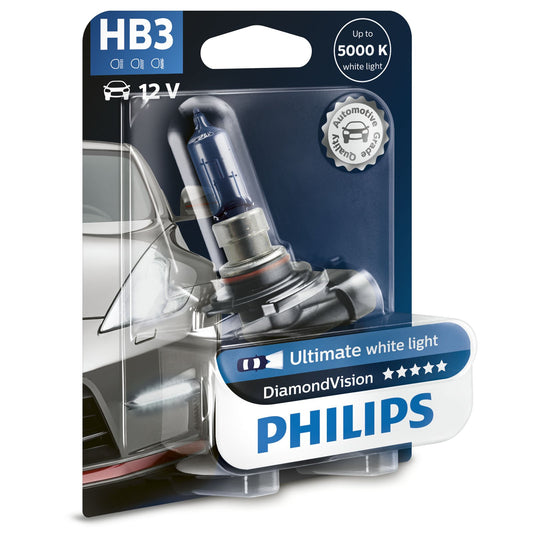 Philips Diamond Vision 5000K HB3 auto lukturu spuldzes (viena iepakojumā), sudraba, melna