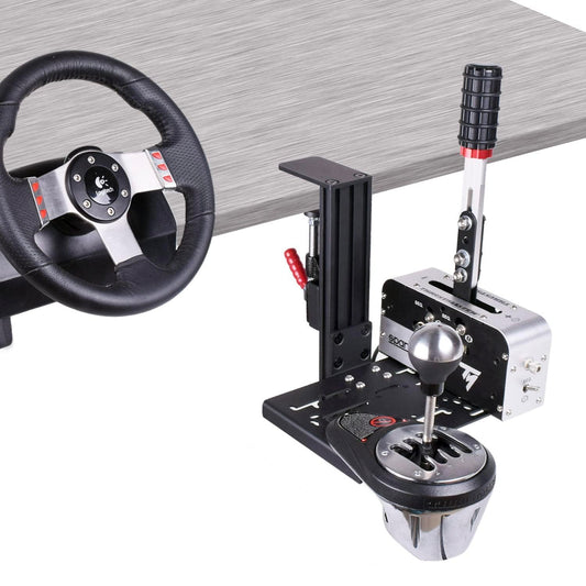 Universāls galda stiprinājums sacīkšu sim pārslēdzējam un rokas bremzei, saderīgs ar Logitech G Driving Force Shifter, saderīgs ar Thrustmaster TH8A Shifter un TSS rokas bremzi, ClubSport Shifter un rokas bremzi
