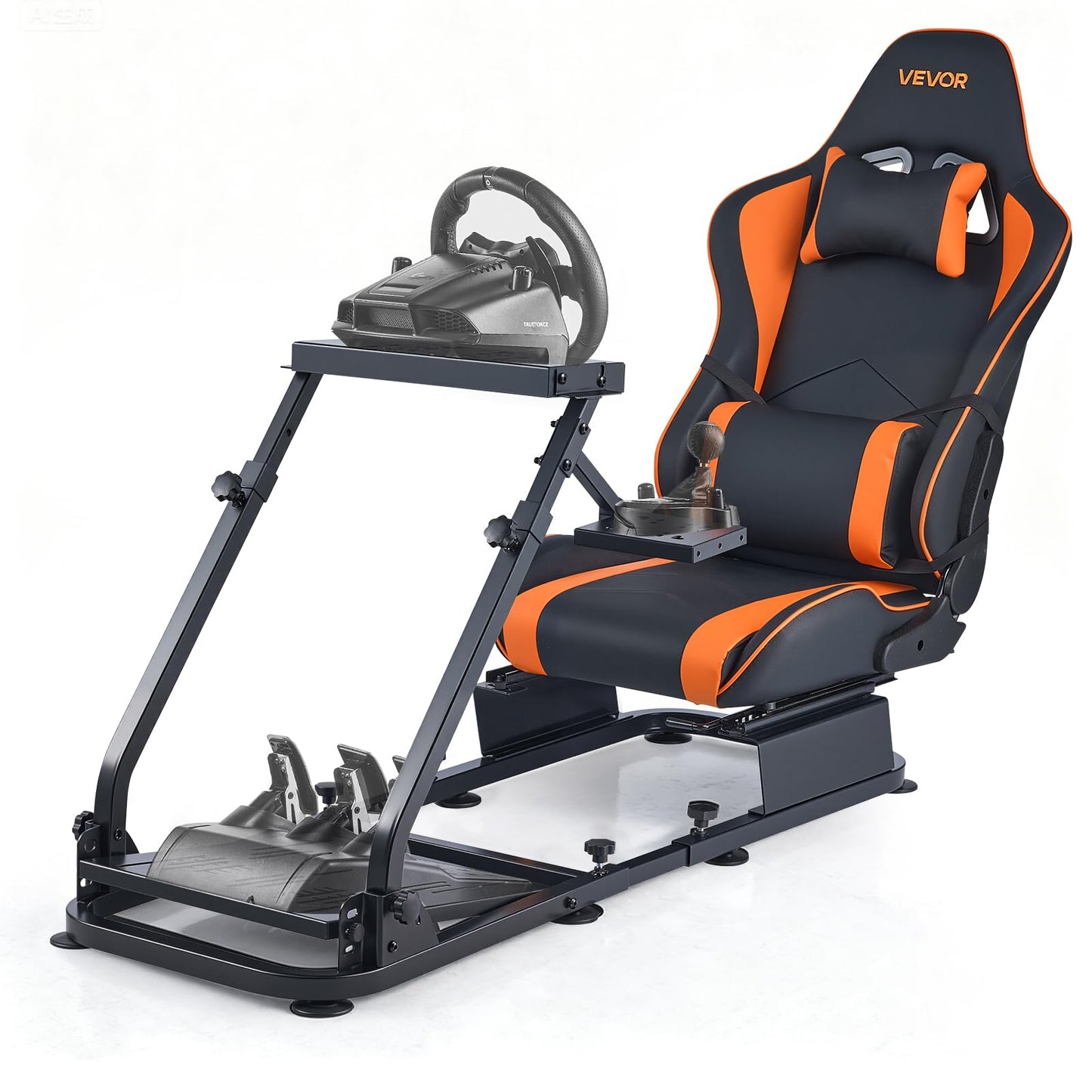 GAMING krēsla rāmis VEVOR simulators, divsliežu dubultroka stends Logitech G25 G27 G29 G920 G923 Thrustmaster T300RS TX F458 T500RS T3PA-PRO CSR pedāļiem