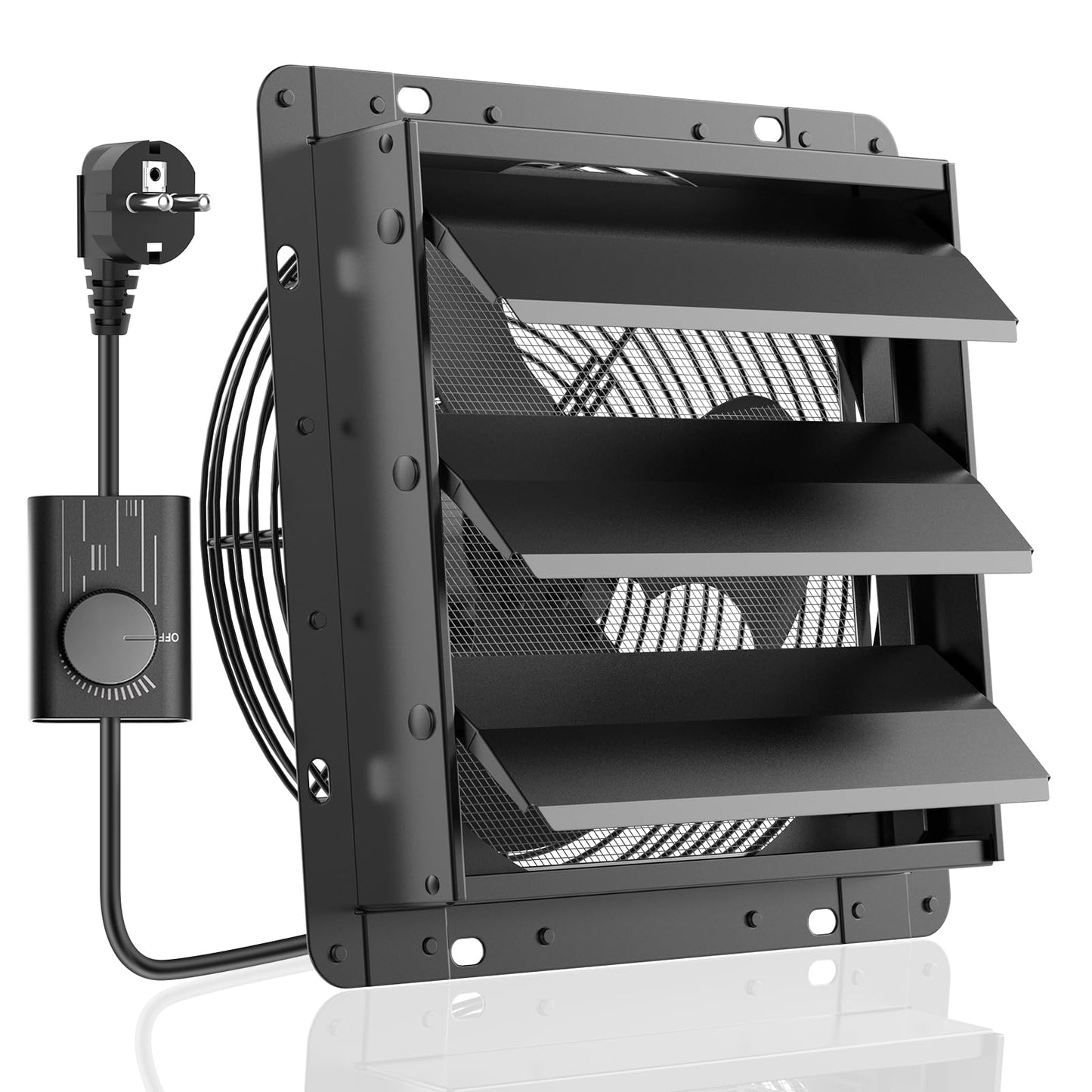 HG Power 250mm izplūdes ventilators ar ātruma regulatoru, industriāls sienas ventilators, 1100m³/h, regulējams sienas ventilators ar sieta režģi, alumīnija loga ventilators ar EU kontaktdakšu, pagrabiem, garāžām, virtuvēm, žalūzijām