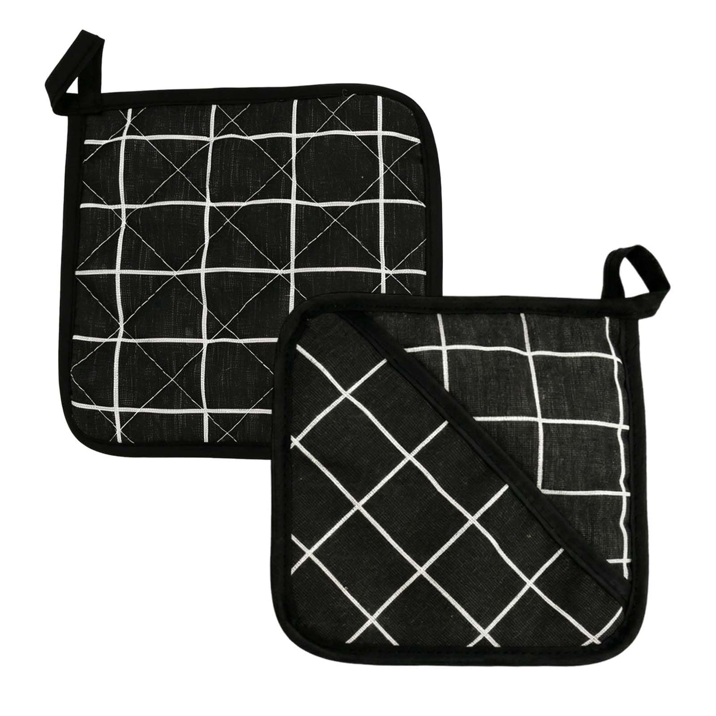 Nivofu 2 gab. karstumizturīgu topflappen komplekts ar kabatu, kvadrātveida virtuves paliktņi, 18 cm, melni