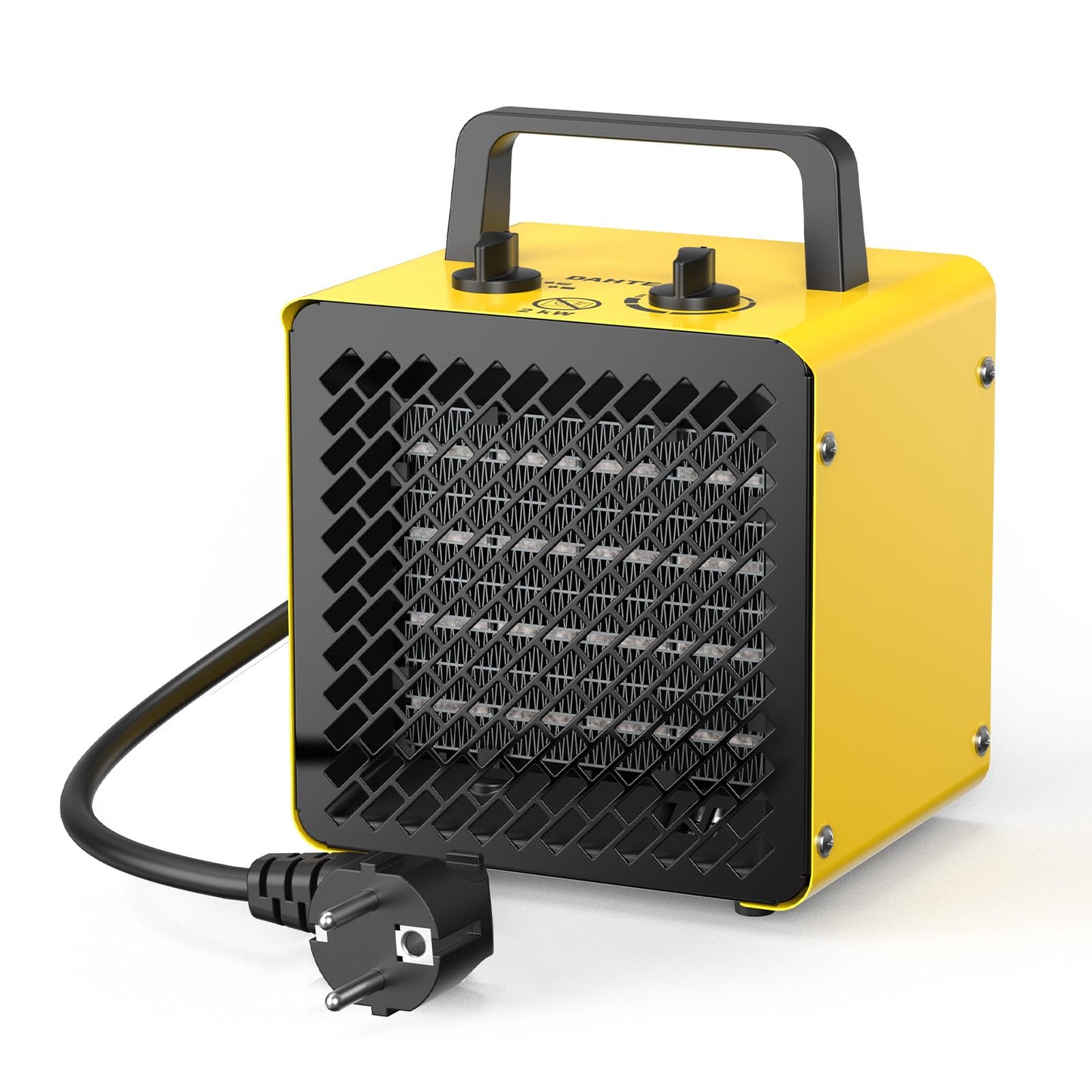 DAHTEC keramikas sildītājs 2000 Watt PTC elektriskais sildītājs, metāla korpuss, dzeltens