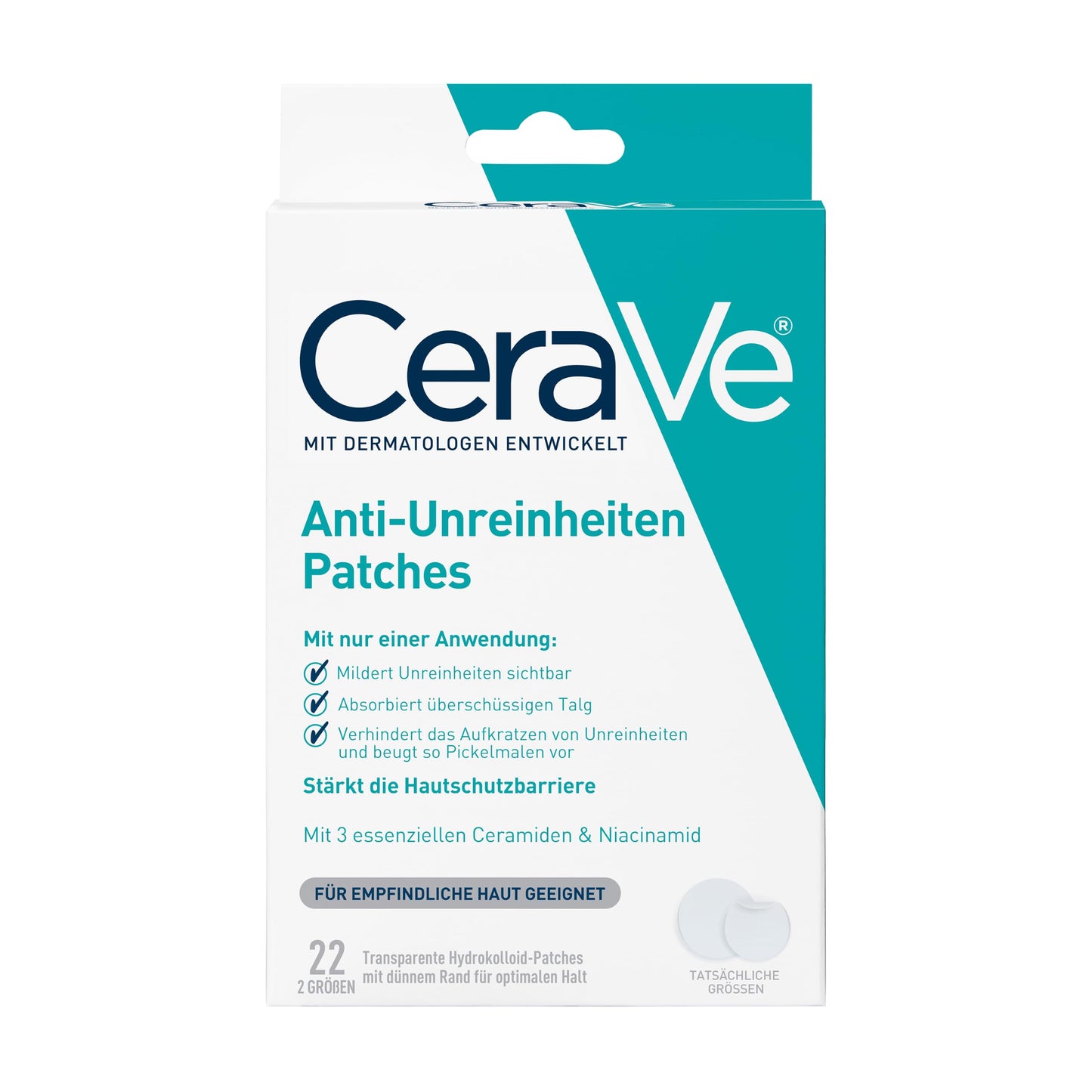 CeraVe pret nepilnībām plāksteri sejas pūtītēm, 22 gab.