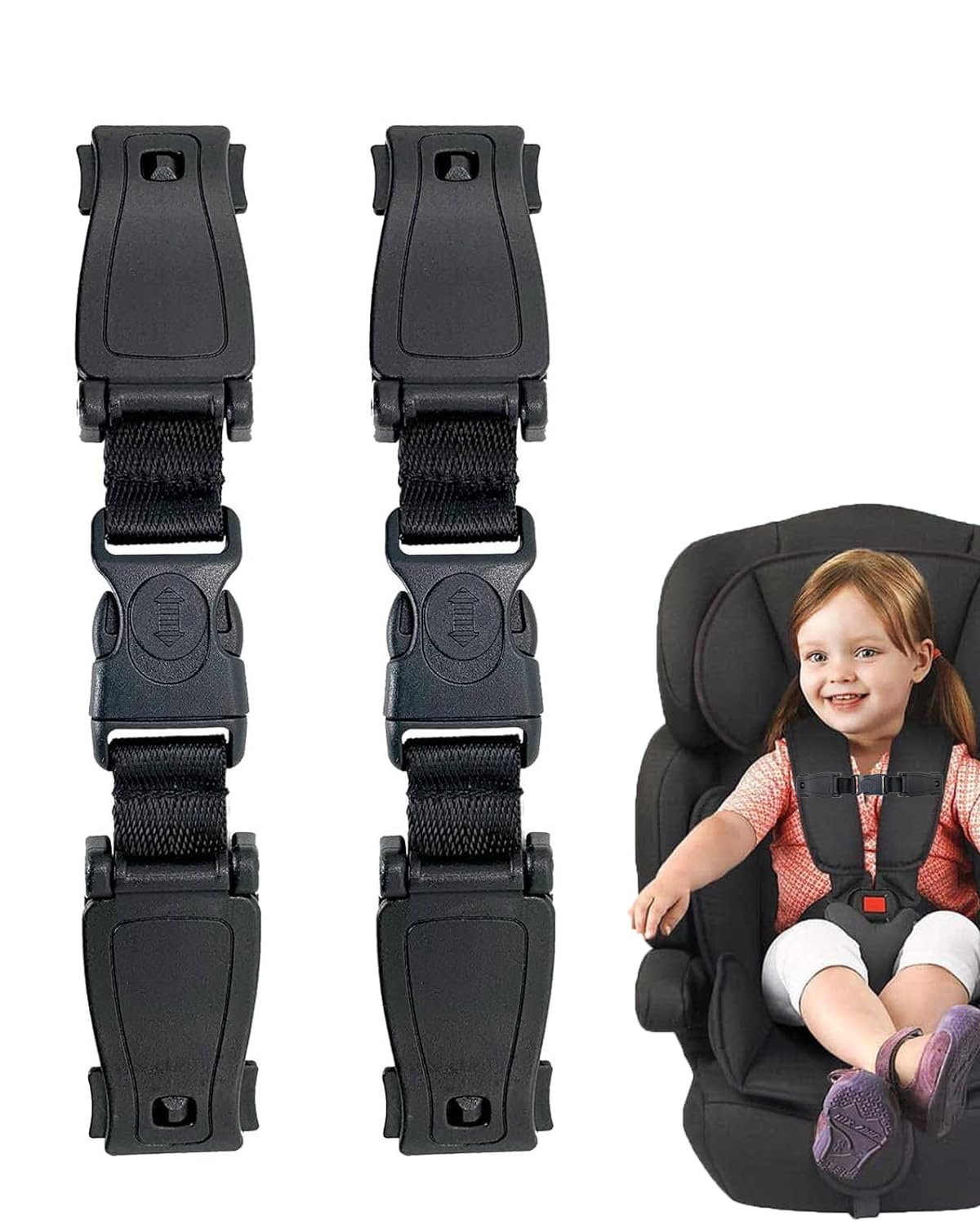 Abschnallschutz Kindersitz FEQDWOX, 2 gab. krūšu siksnas klipsis drošībai auto sēdeklim, bērnu ratiem un augstajam krēslam, novērš noslīdēšanu un atsprādzēšanos