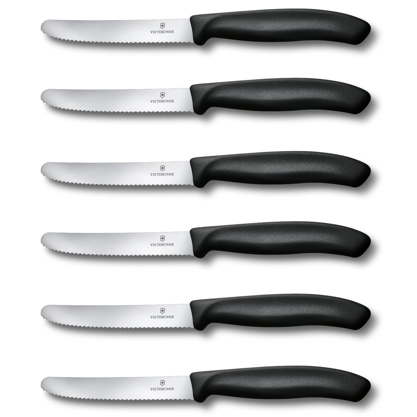 Brokastu nazīšu komplekts Victorinox Swiss Classic, 6 gab., 11 cm, ar zobainu asmeni, melns plastmasas rokturis